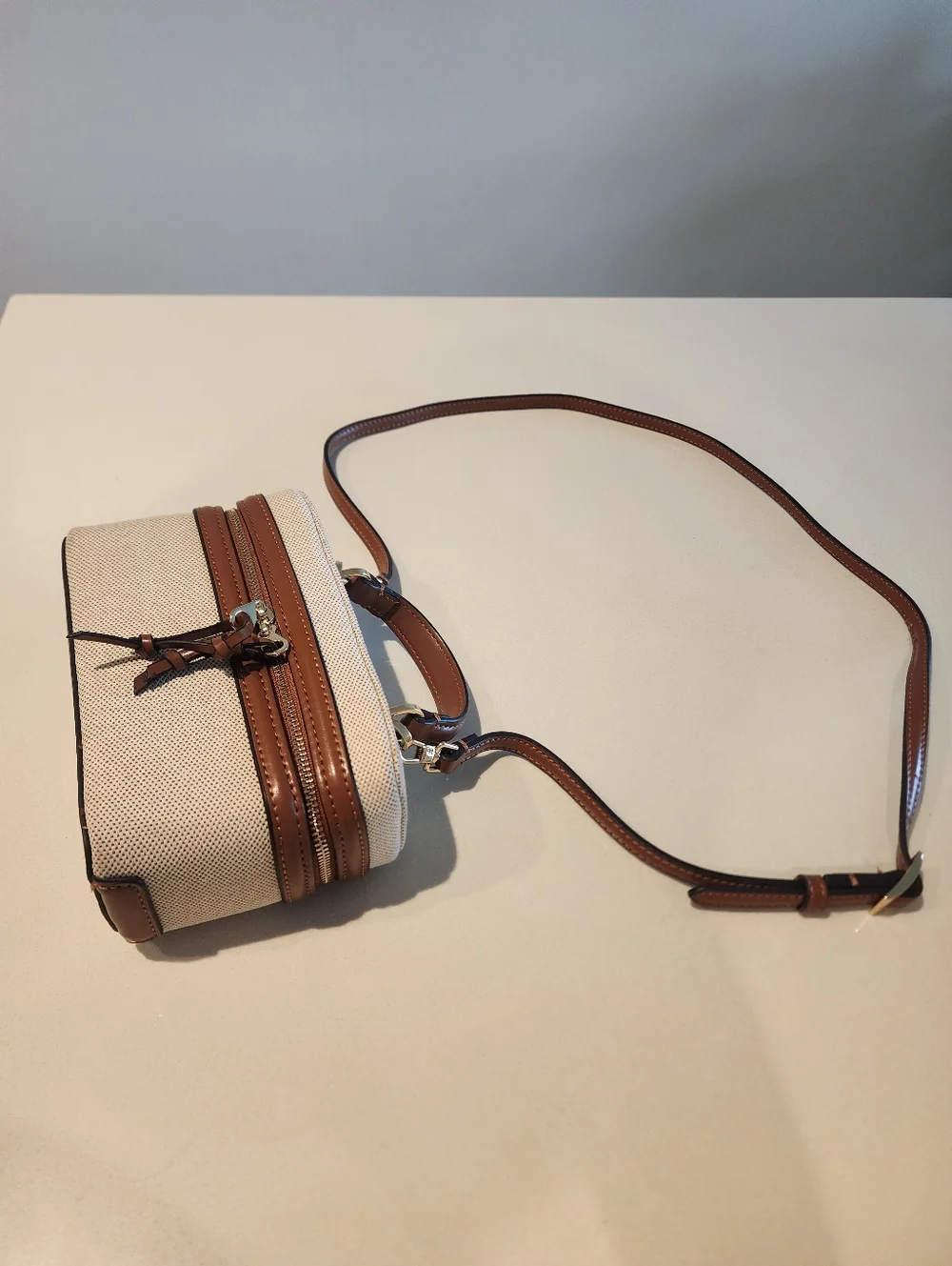Zara Cream And Tan Box Bag Crossbody - Picture 11 of 12